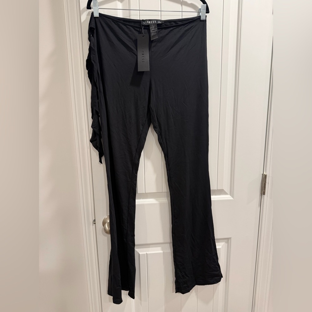 Lioness Opulence Onyx Black Women's Flare Pants, Size Large